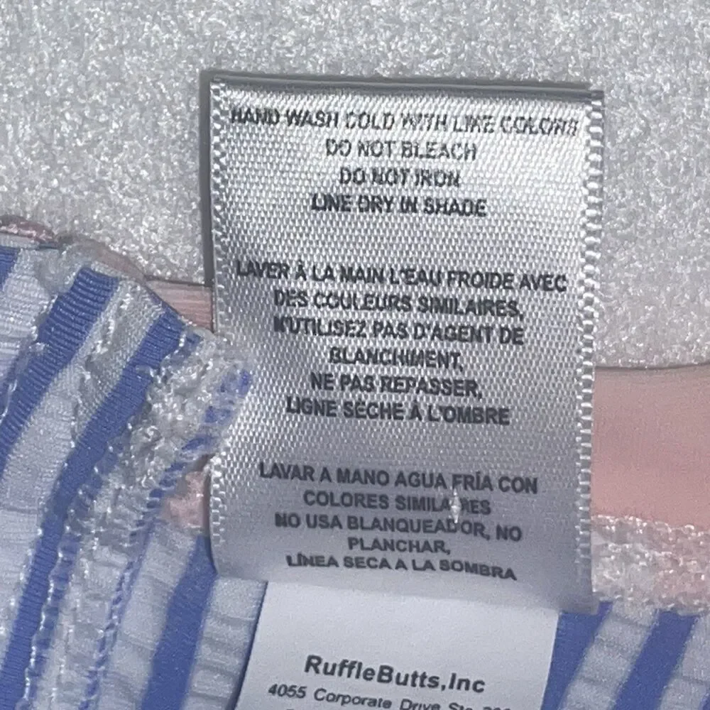 Ruffle Butts Seersucker  Long Sleeve Rashguard ONE PIECE 2T Blue Pink EUC